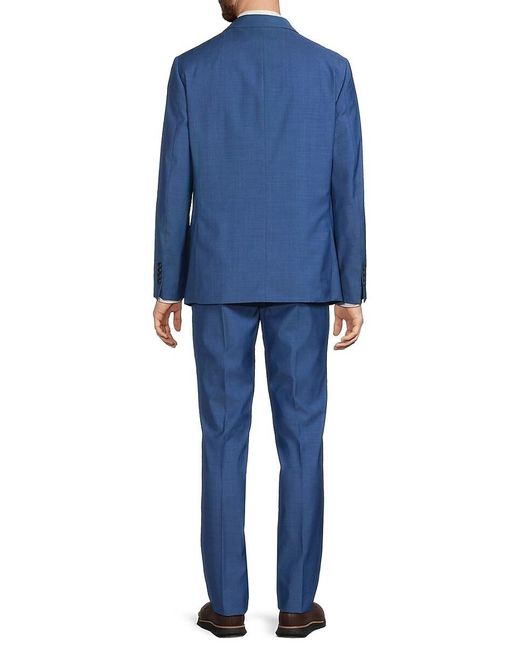 Tallia Blue Peak Lapel Wool Blend Slim Fit Suit for men