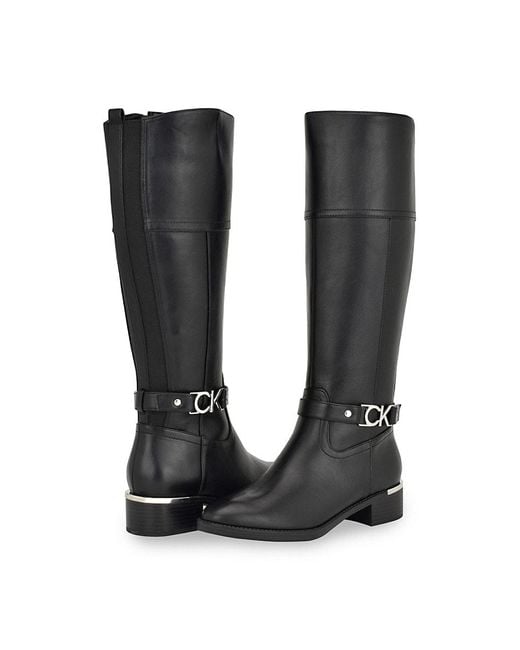 Calvin Klein Black Daphny 40Mm Logo Knee-High Boots
