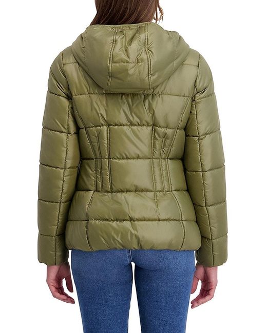 Kensie Green Quilted Hood Puffer Jacket