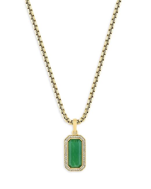 Effy Metallic 14K Goldplated Sterling, Jade & Diamond Pendant Necklace for men
