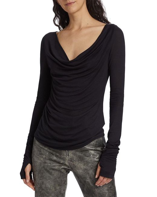 Helmut Lang Black Scala Thumbhole Top