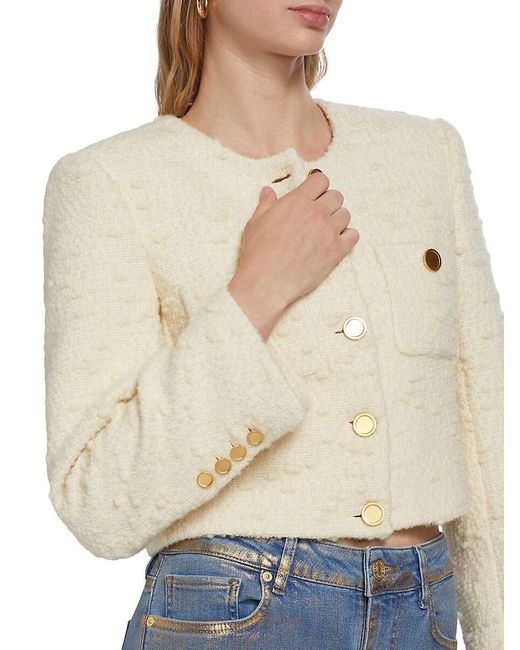 FRAME Blue Bouclé Crop Jacket