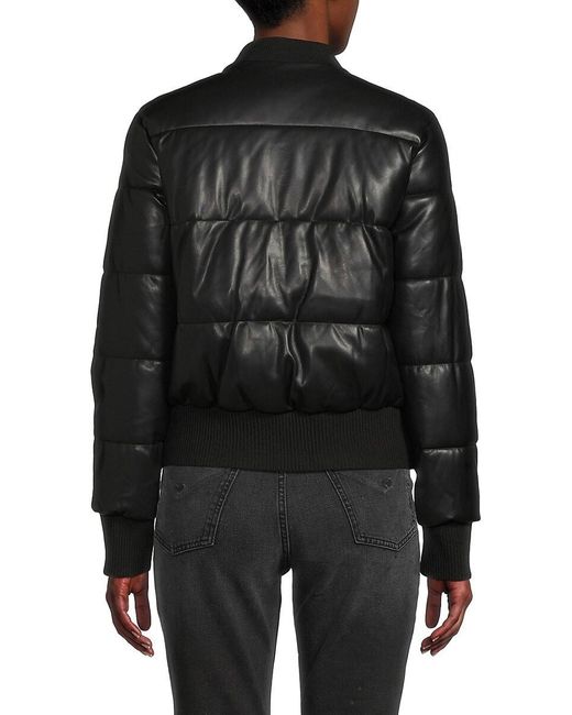Calvin Klein Black Faux Leather Puffer Jacket