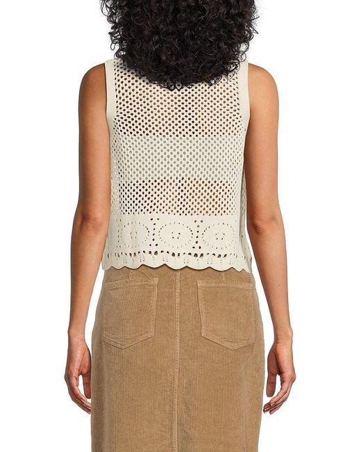 Noisy May Natural Crochet Tie-Front Sweater Vest