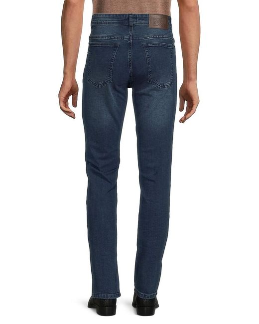 Class Roberto Cavalli Blue High Rise Distressed Jeans for men