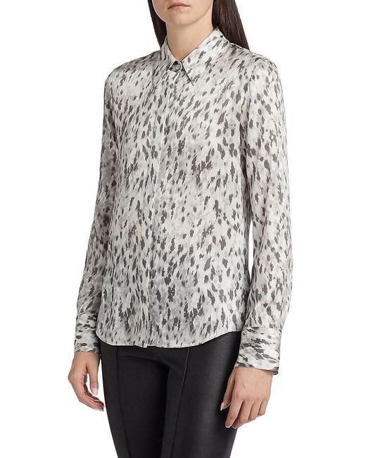 Vince Gray Onyx Printed Satin Shirt