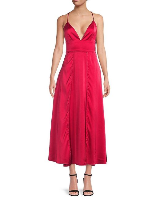 AREA STARS Tailored Fit Satin Midi Dress | Lyst UK