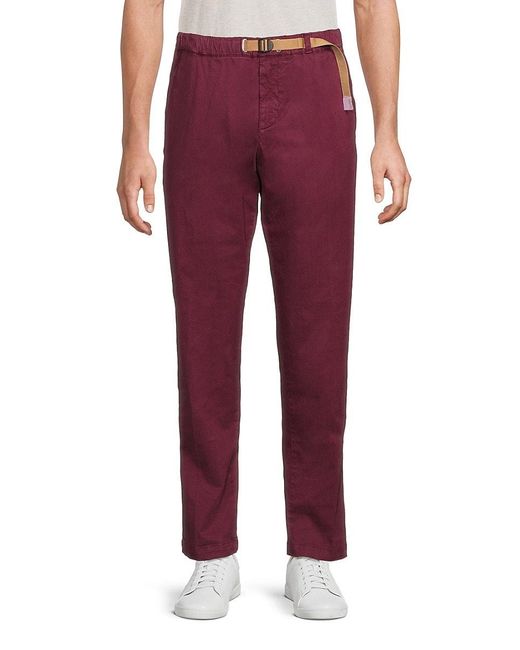 White Sand Red Houndstooth Flat-Front Pants for men