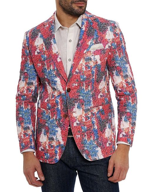 Robert Graham Red Eagan Floral Cotton-Blend Two-Button Sport Coat for men