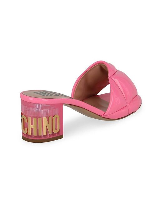 Moschino Pink Quilted Faux Patent Leather Sandals