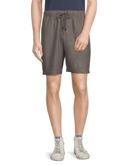 Onia Gray Drawstring Linen Blend Shorts for men