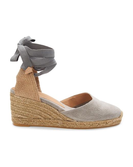 Castañer Denim Carina Ankle Tie Espadrille Wedges in Grey (Grey) | Lyst ...