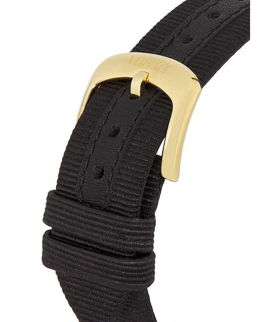 Versace White V-Circle Ip & Guilloché Dial Grosgrain-Strap Watch/36Mm