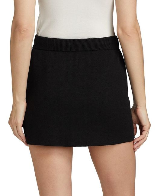 Saks Fifth Avenue Black Stretch Knit Drawstring Miniskirt