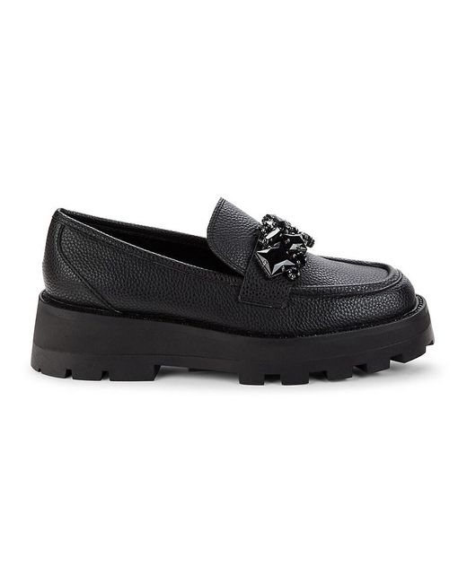 Karl Lagerfeld White Marcia Embellished Leather Loafers