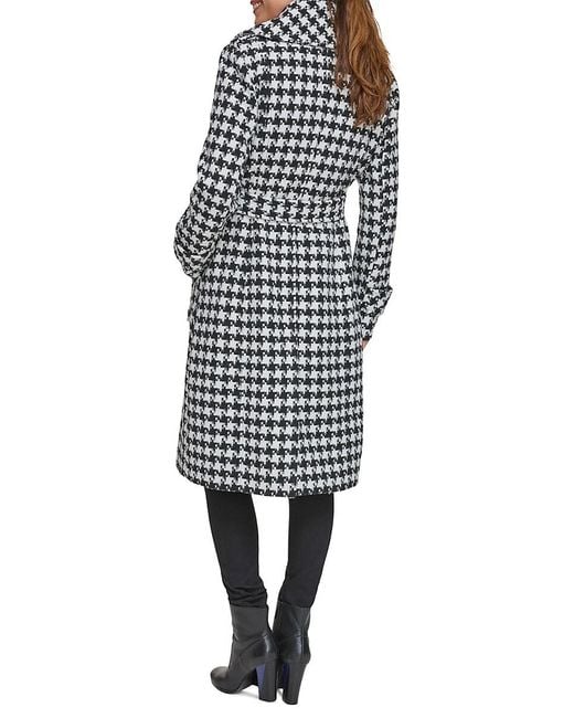 Guess White Double Breasted Belted Wool Blend Coat