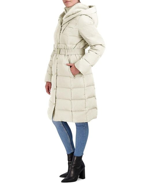 Cole Haan Blue Signature Faux Fur Lined Down Coat