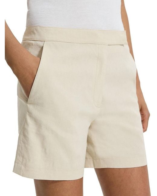 Theory Green Linen-Blend Shorts