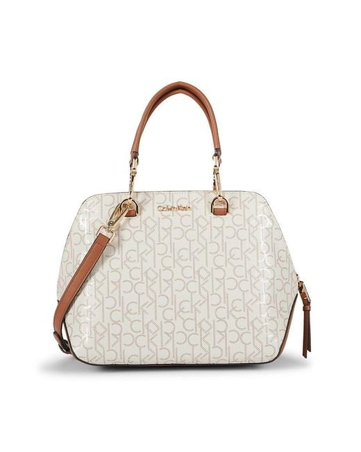 Calvin Klein White Lucy Logo Satchel Bag