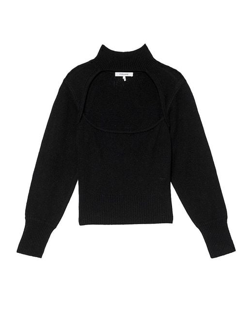 FRAME Black Cut-out Turtleneck Cashmere-blend Sweater