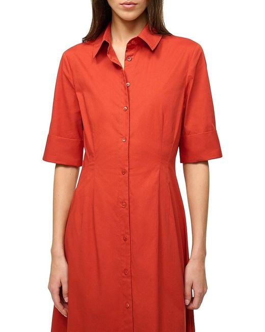 Staud Red Joan Stretch-Cotton Maxi Shirtdress