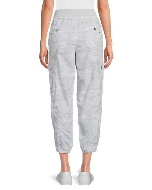 DKNY Gray Camo Print Cropped Cargo Joggers