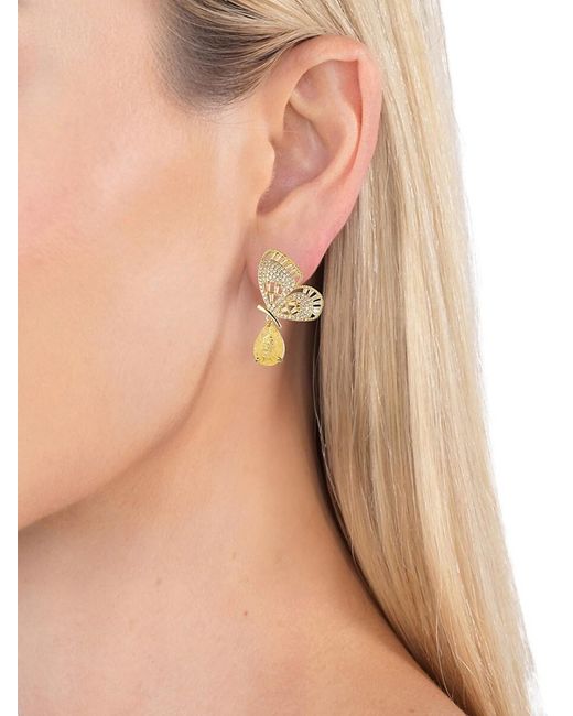 Eye Candy LA Metallic Luxe 18k Goldplated & Cubic Zirconia Monarch Butterfly Dangle Earrings