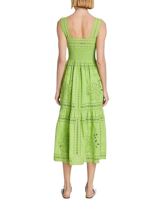Rails Green Fawn Eyelet Sweetheart Midi-Dress