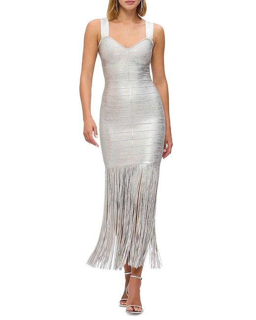 Hervé Léger Gray Alba Metallic Bandage Maxidress