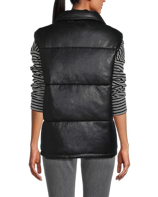 Marc New York Natural Faux Leather Puffer Vest