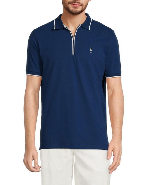 Tailorbyrd Blue Tipped Performance Zip Polo for men