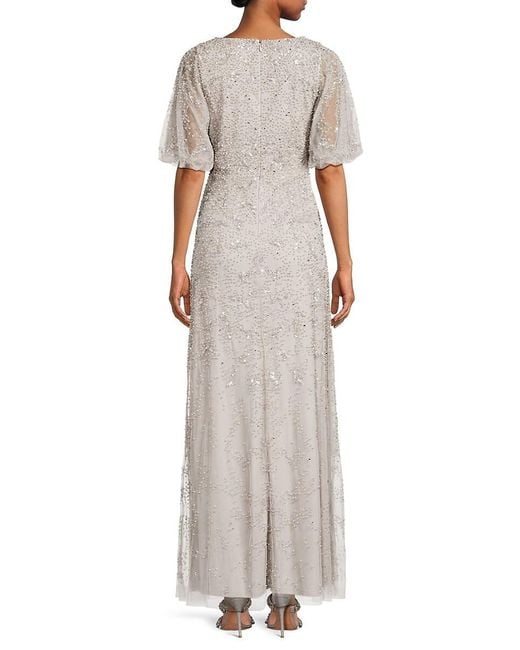 Adrianna Papell White Beaded Gown