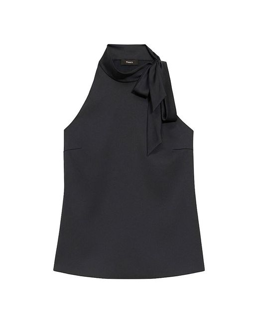 Theory Black Side-tie Halter Top