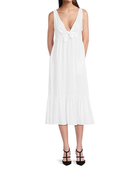 RED Valentino White Knot-Front A-Line Midi-Dress