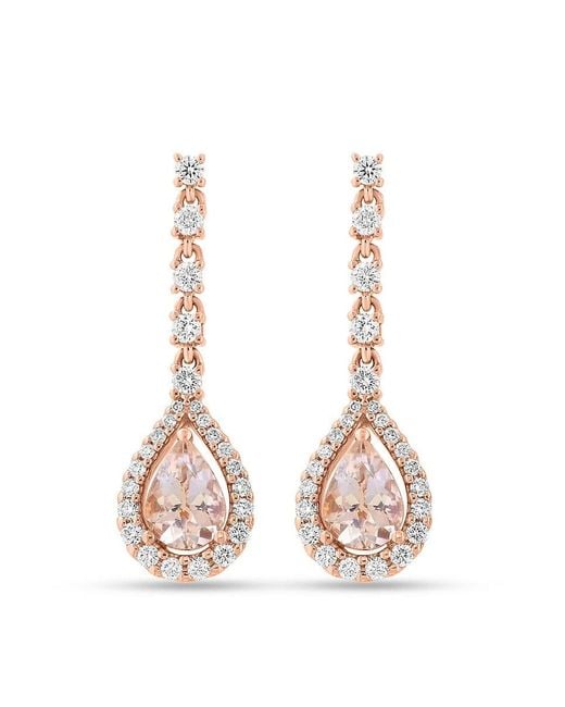 Effy Pink 14K, 0.55 Tcw Diamond & 1.25 Tcw Morganite Drop Earrings