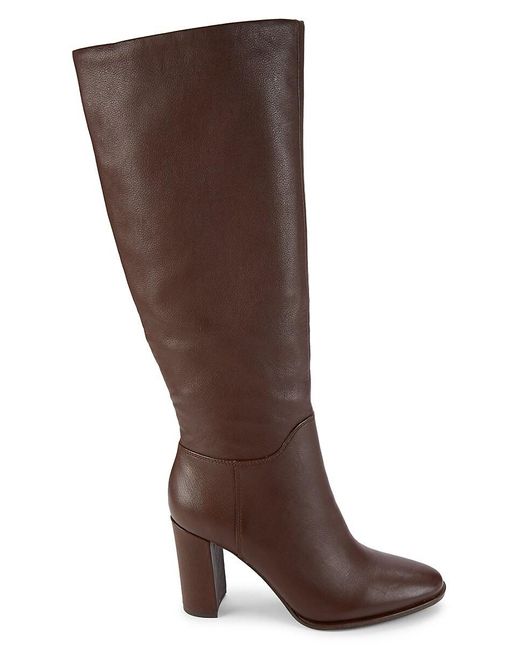 Kenneth Cole Brown Lowell Block Heel Knee High Boots