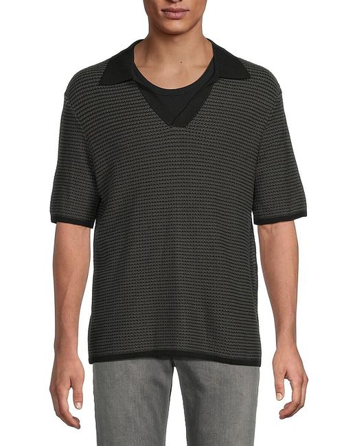 Rag & Bone Black Hayes Knit Polo Shirt for men