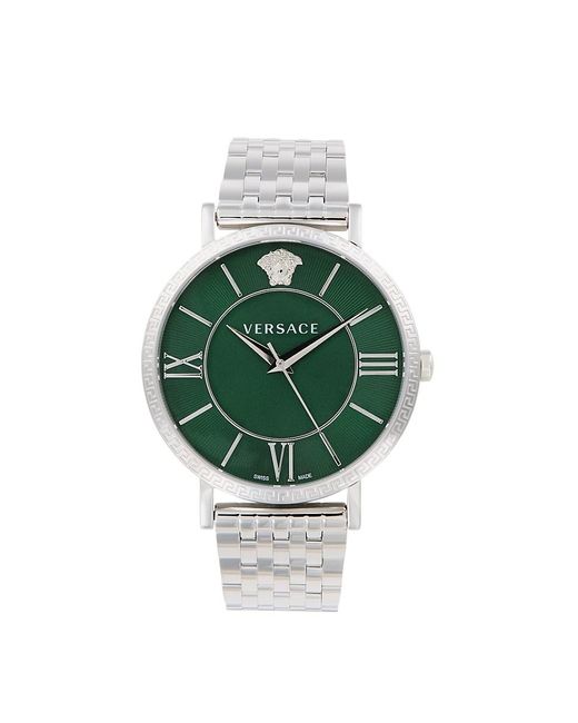 Versace Green 42Mm Stainless Steel Bracelet Watch for men