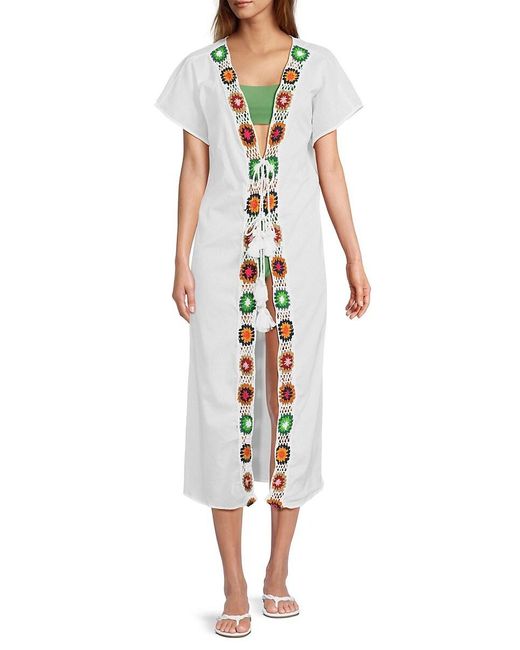 Dotti White Floral Embroidered Cover Up Midi Dress