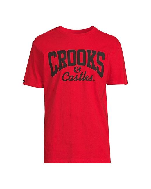 Crooks and Castles Red Two Tone Logo Tee for men