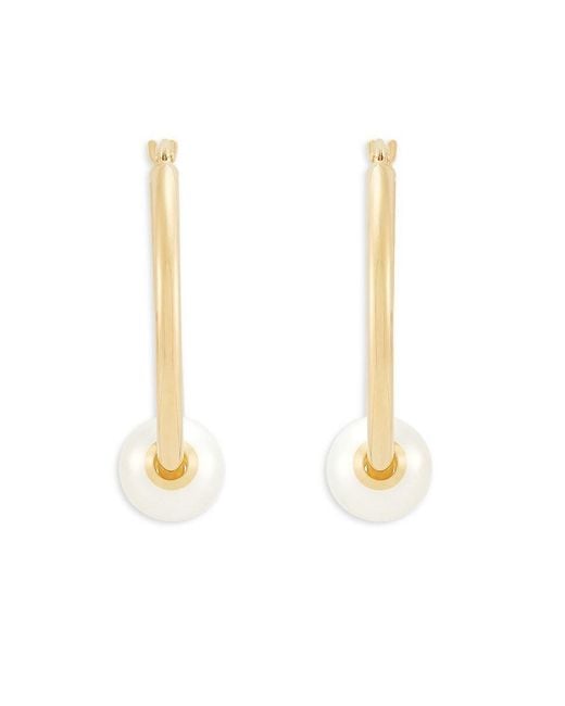Saks Fifth Avenue White 14K & 8Mm Freshwater Pearl Hoop Earrings