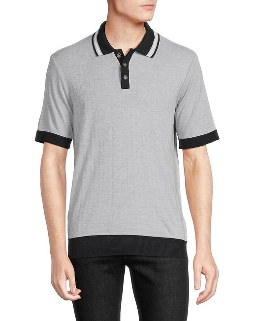 Joe's Jeans Gray Benito Tipped Ribbed Polo for men