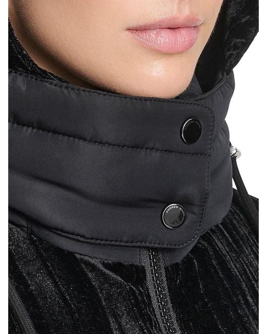 Andrew Marc Black Tayte Mixed Media Hooded Puffer Jacket