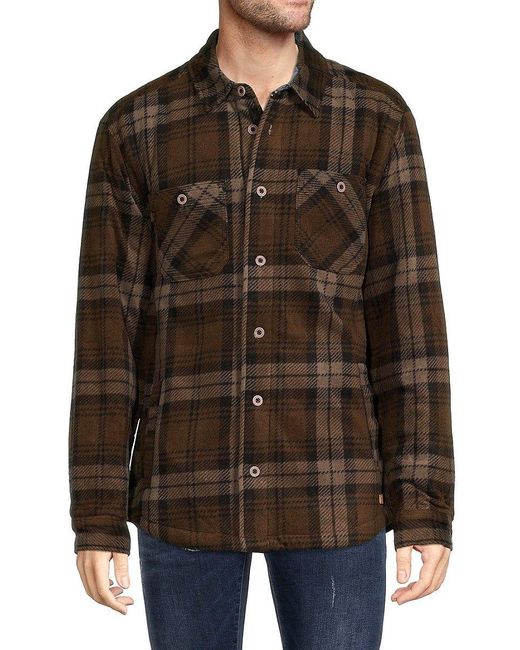 Buffalo David Bitton Fleming Plaid Flannel Shacket in Brown for Men Lyst