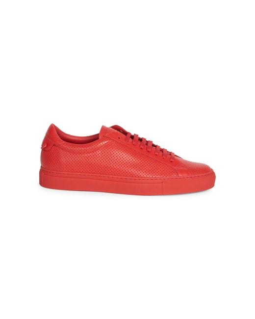 Givenchy Red Urban Street Perforated Leather Sneakers for men