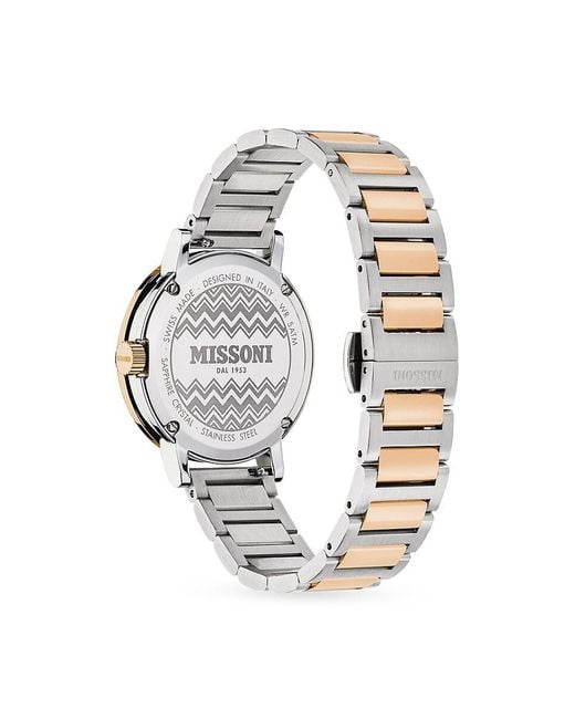 Missoni White M2 34.5mm Two Tone Stainless Steel Bracelet Watch
