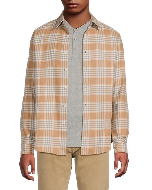 Theory Natural Irving Checked Cotton Shirt for men