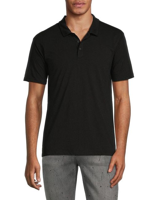 Saks Fifth Avenue Black Short Sleeve Polo for men
