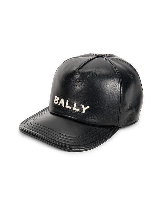 Bally Black Art Revenge Logo Leather Baseball Cap for men