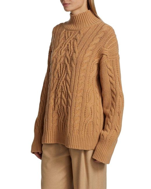 Vince Oversized Cable-knit Sweater in Brown | Lyst